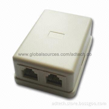 Modular Jack, Mounting Box, 2 Ports